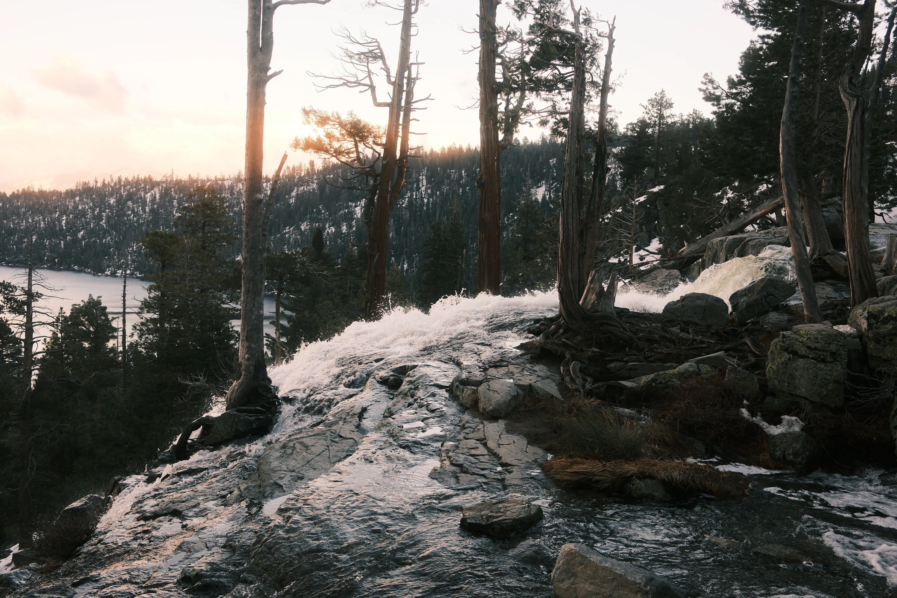 Snow going pink along the ridge.
